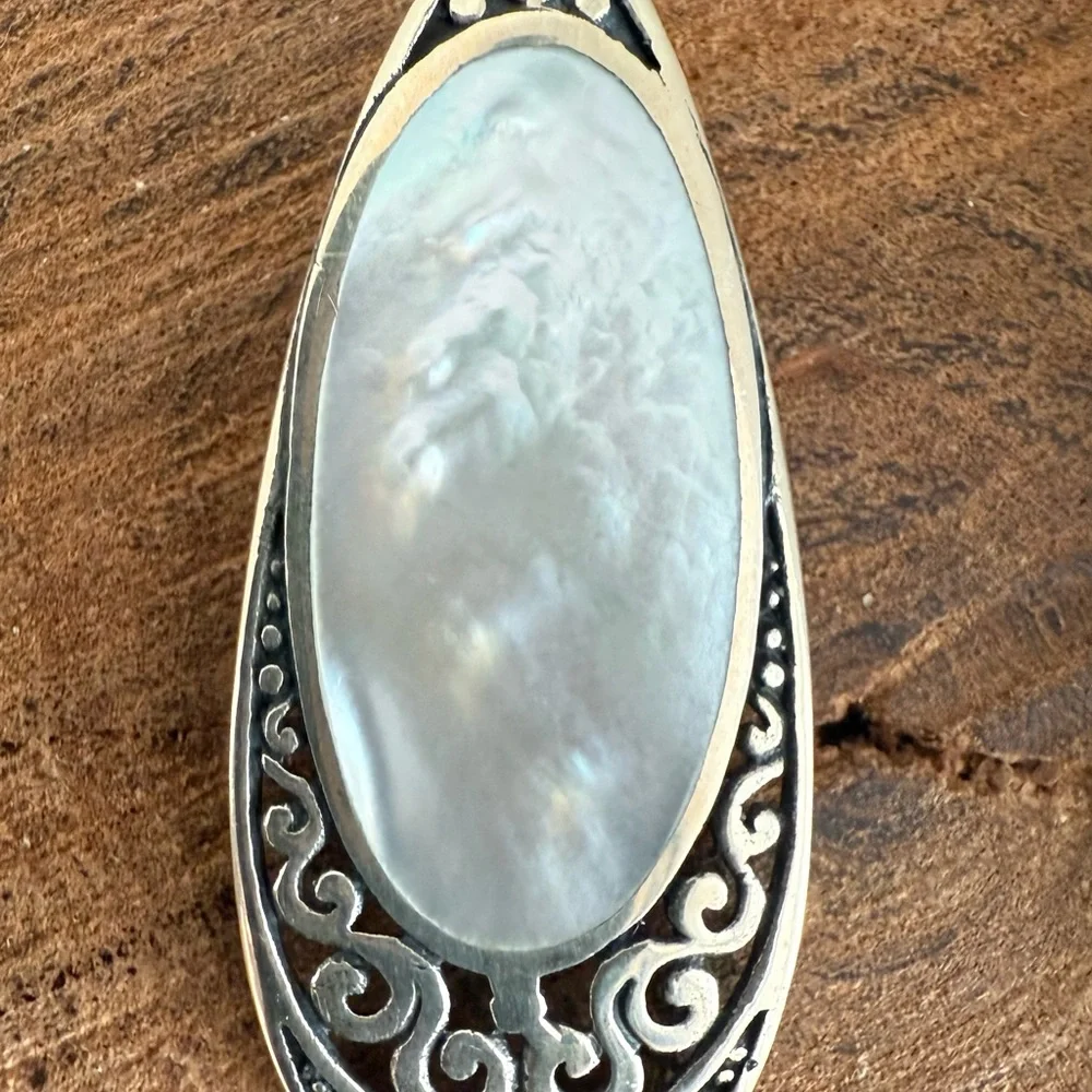 Samuel B. Mother of Pearl Shell and Sterling Silver Drop Earrings - Picture 2 of 9